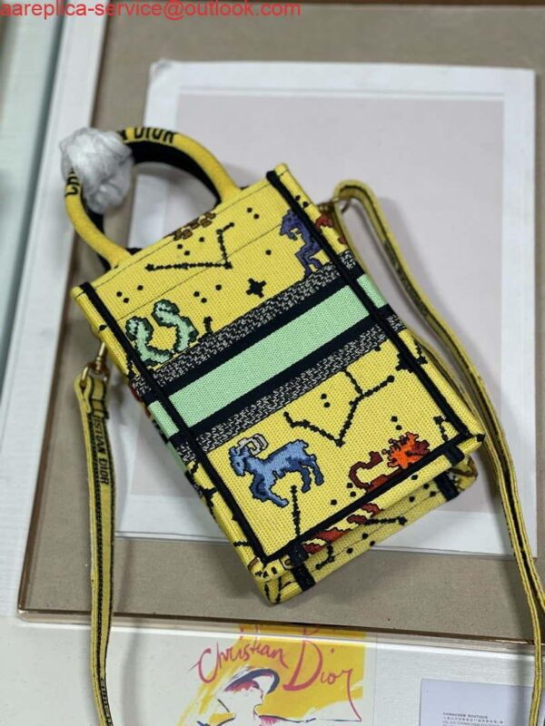 Replica Dior S5555 Mini Dior Book Tote Phone Bag Yellow multicolor Deer embroidery S1106 7