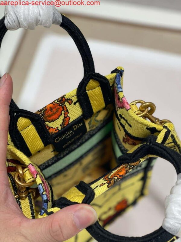 Replica Dior S5555 Mini Dior Book Tote Phone Bag Yellow multicolor Deer embroidery S1106 8