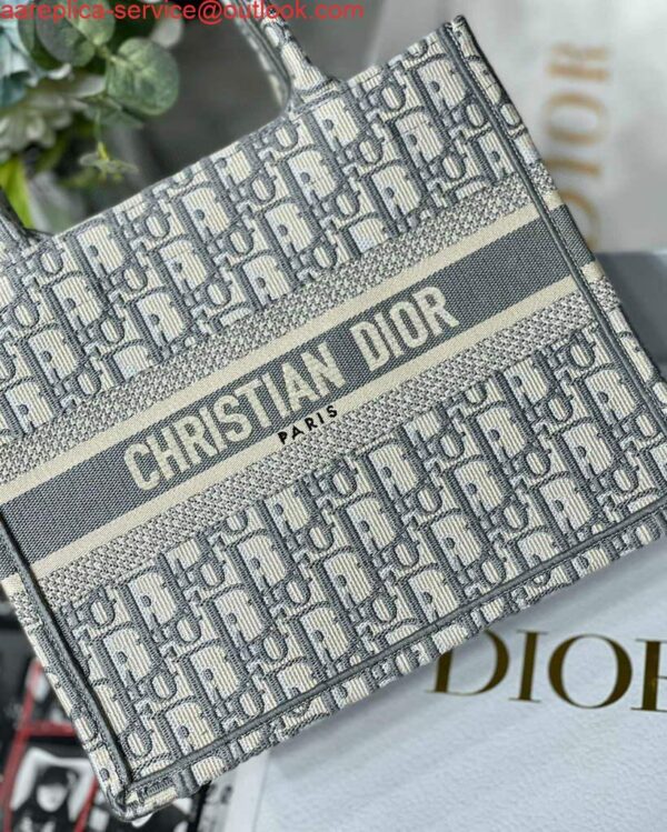 Replica Dior Book Tote M1265 Small Dior Oblique Embroidery Gray 3