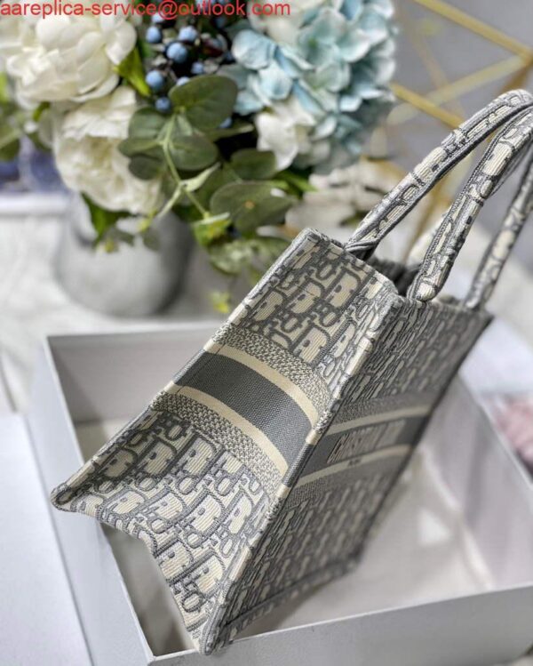 Replica Dior Book Tote M1265 Small Dior Oblique Embroidery Gray 8