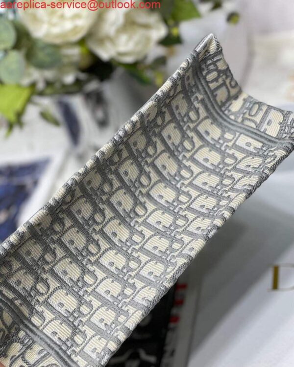 Replica Dior Book Tote M1265 Small Dior Oblique Embroidery Gray 9