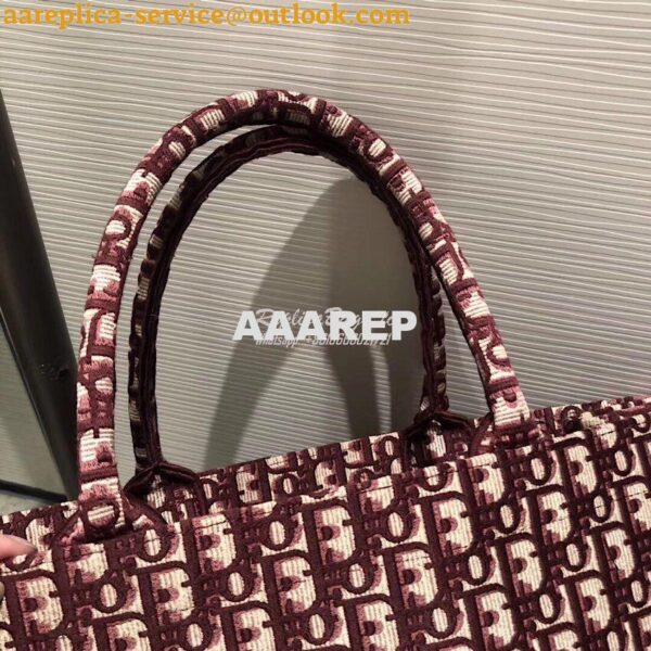 Replica Dior Book Tote bag in burgundy Oblique Embroidered Canvas 5