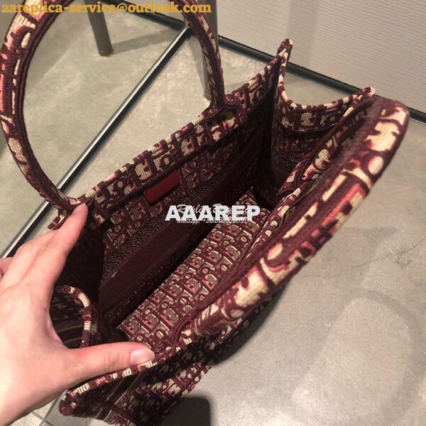 Replica Dior Book Tote bag in burgundy Oblique Embroidered Canvas 12