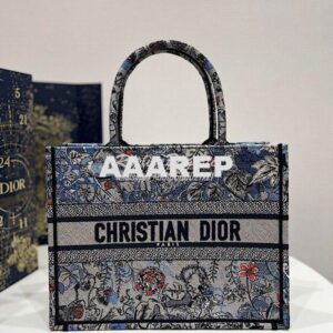 Replica Dior Book Tote bag in Denim Multicolor Jardin Magique Embroide