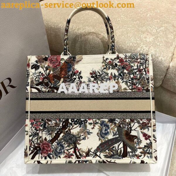 Replica Dior Book Tote bag in Ecru Multicolor Dior Jardin d'Hiver Embr 8