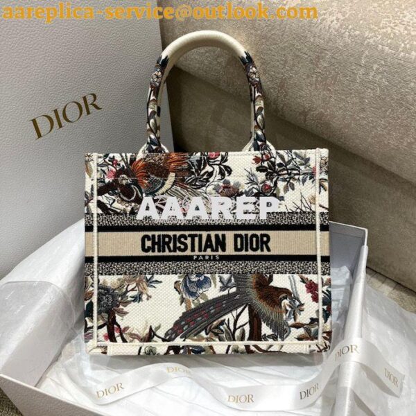 Replica Dior Book Tote bag in Ecru Multicolor Dior Jardin d'Hiver Embr 10