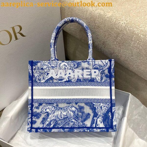 Replica Dior Book Tote bag in Fluorescent Blue Toile de Jouy Transpare 18