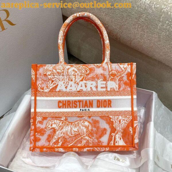 Replica Dior Book Tote bag in Fluorescent Orange Toile de Jouy Transpa