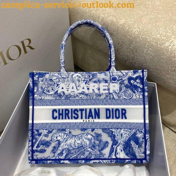 Replica Dior Book Tote bag in Fluorescent Blue Toile de Jouy Transpare 21