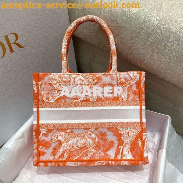 Replica Dior Book Tote bag in Fluorescent Orange Toile de Jouy Transpa 7