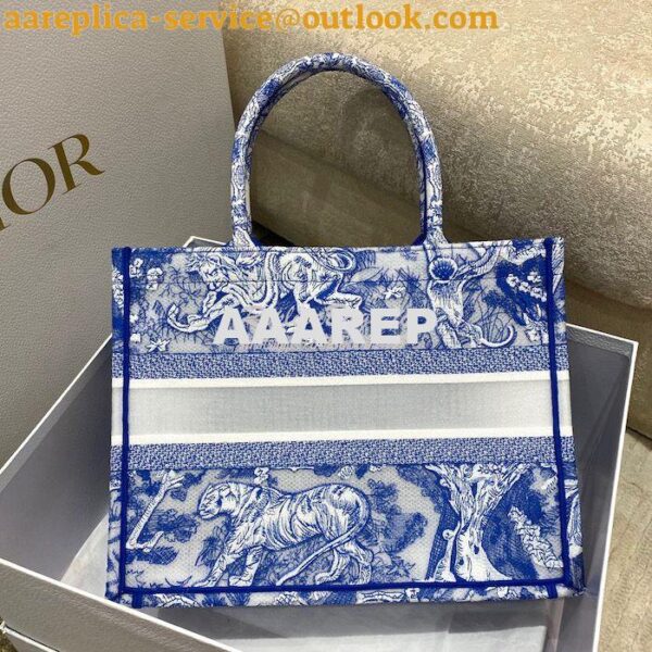 Replica Dior Book Tote bag in Fluorescent Blue Toile de Jouy Transpare 27