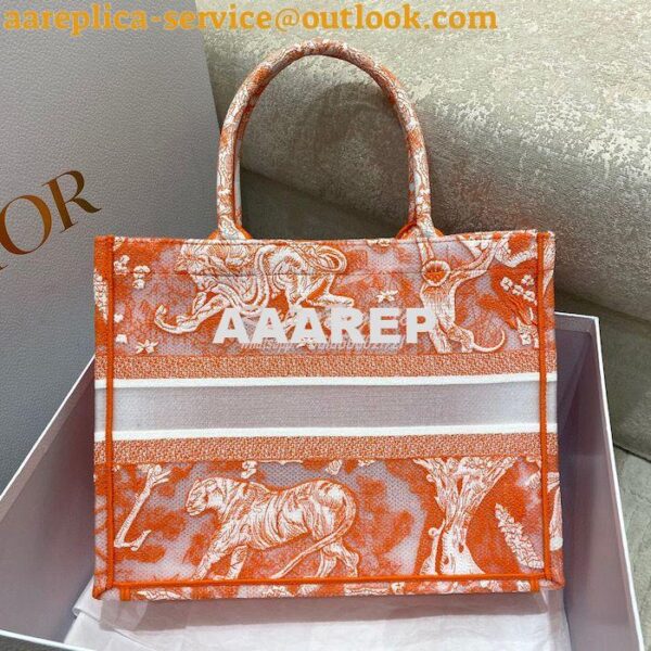 Replica Dior Book Tote bag in Fluorescent Orange Toile de Jouy Transpa 15