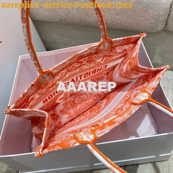 Replica Dior Book Tote bag in Fluorescent Orange Toile de Jouy Transpa 19