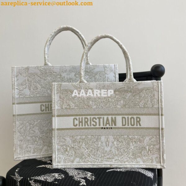 Replica Dior Book Tote bag in Gold-Tone and White Butterfly Around The 3