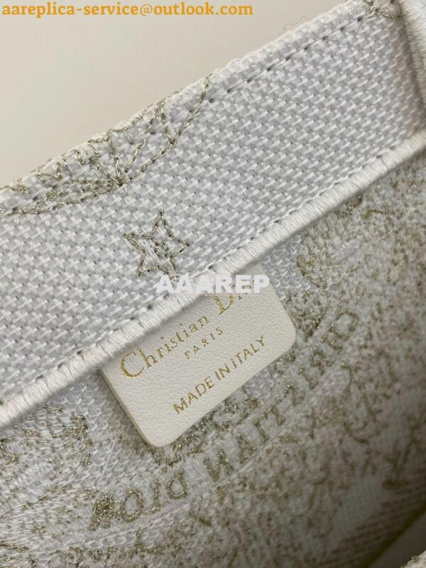 Replica Dior Book Tote bag in Gold-Tone and White Butterfly Around The 12