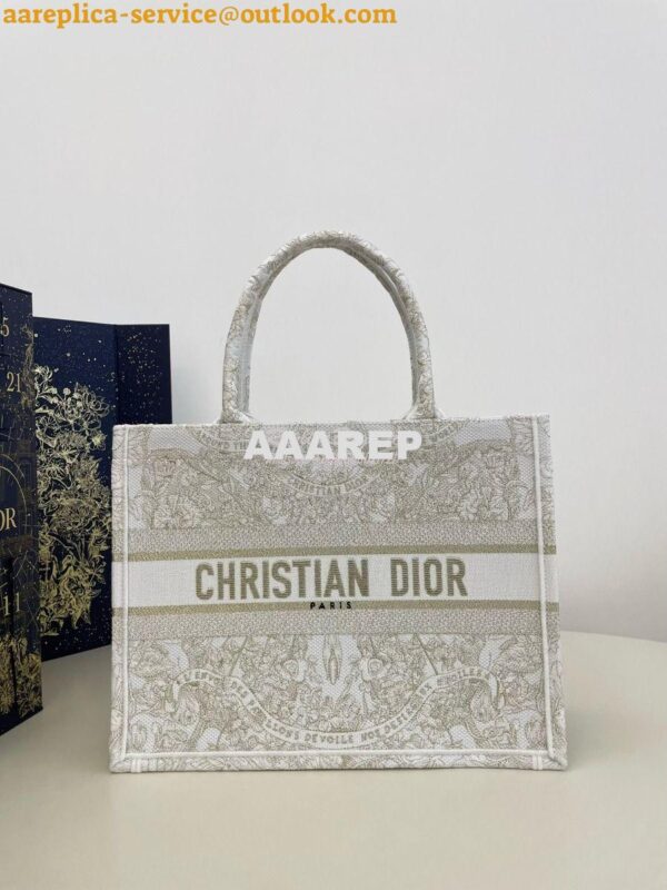 Replica Dior Book Tote bag in Gold-Tone and White Butterfly Around The 14