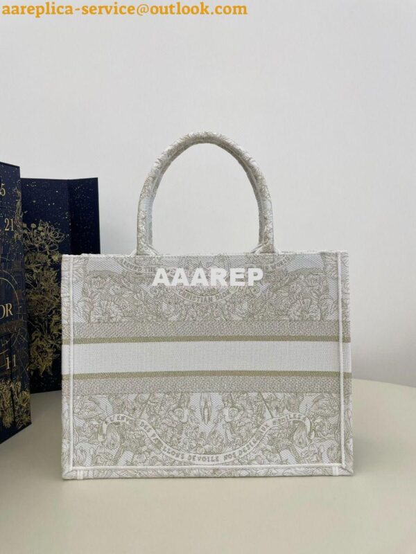 Replica Dior Book Tote bag in Gold-Tone and White Butterfly Around The 19