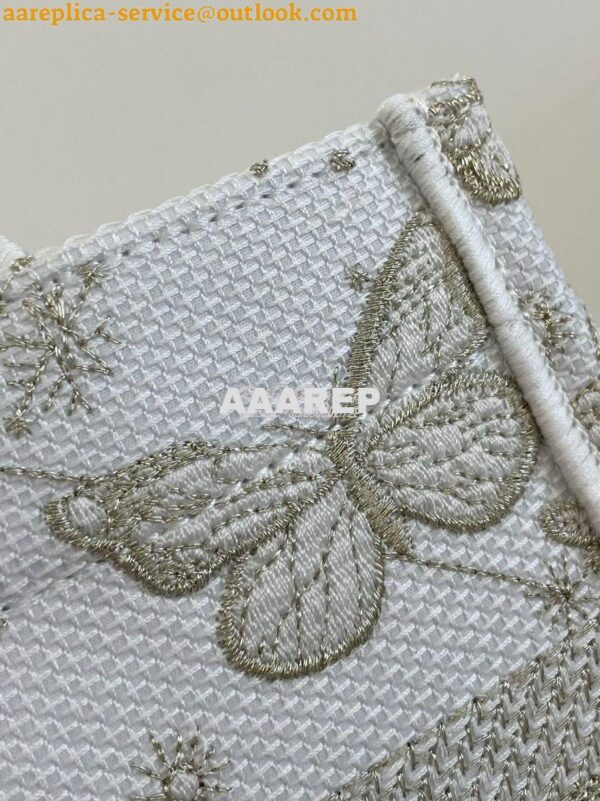 Replica Dior Book Tote bag in Gold-Tone and White Butterfly Zodiac Emb 8