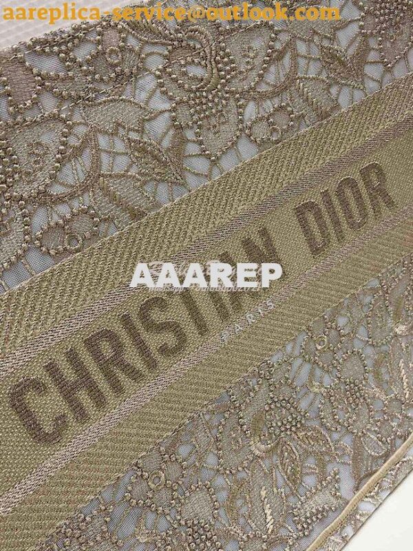 Replica Dior Book Tote bag in Gold-Tone D-Lace Embroidery with 3D Macr 6