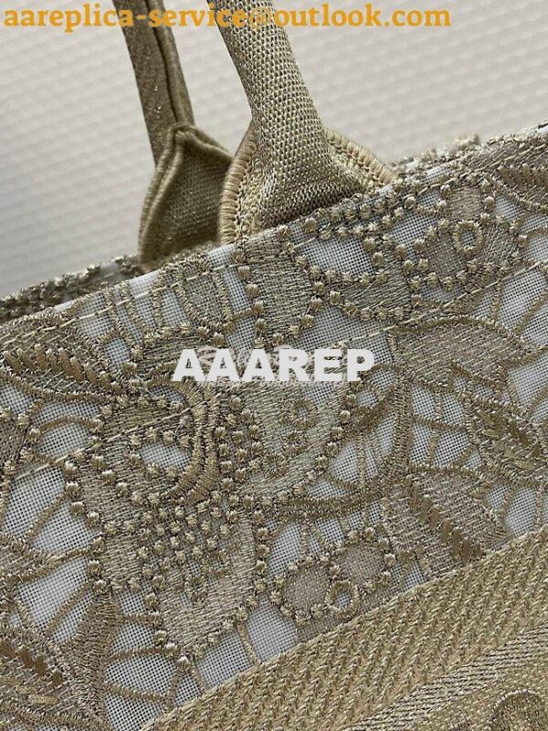 Replica Dior Book Tote bag in Gold-Tone D-Lace Embroidery with 3D Macr 7