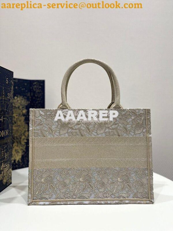 Replica Dior Book Tote bag in Gold-Tone D-Lace Embroidery with 3D Macr 12