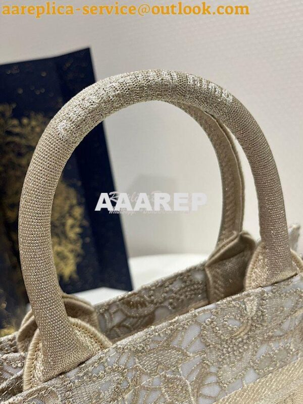 Replica Dior Book Tote bag in Gold-Tone D-Lace Embroidery with 3D Macr 17