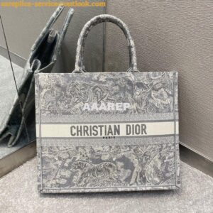 Replica Dior Book Tote bag in Gray Toile de Jouy Reverse Embroidery