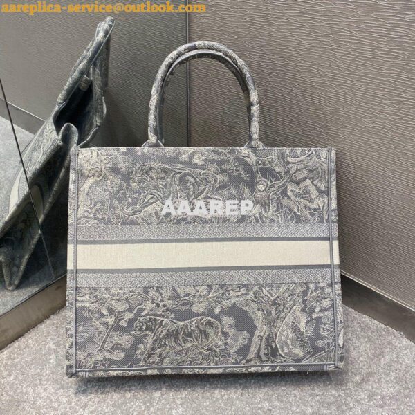 Replica Dior Book Tote bag in Gray Toile de Jouy Reverse Embroidery 10