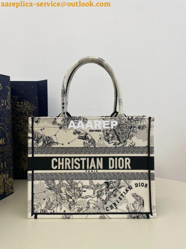 Replica Dior Book Tote bag in Latte and Black Zodiac Embroidery 4