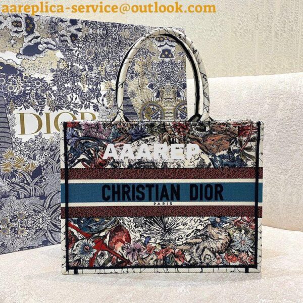 Replica Dior Book Tote bag in Latte Multicolor Constellation Embroider 5