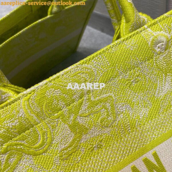 Replica Dior Book Tote bag in Lime Toile de Jouy Reverse Embroidery 7