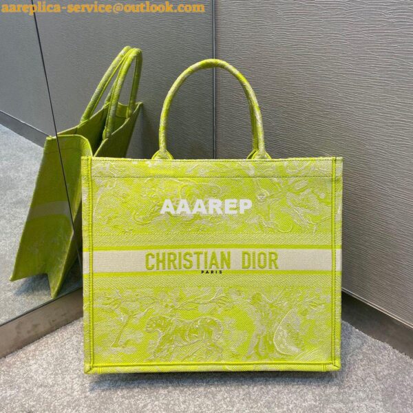 Replica Dior Book Tote bag in Lime Toile de Jouy Reverse Embroidery 12