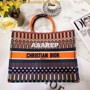 Replica Dior Book Tote bag in Multi-Coloured Embroidered canvas. 2