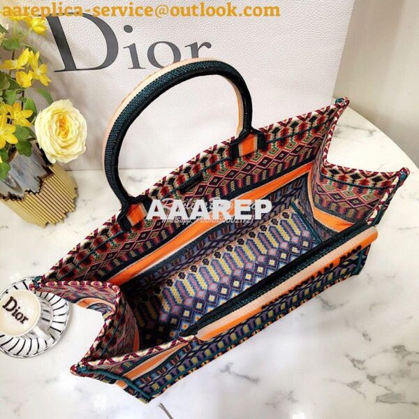 Replica Dior Book Tote bag in Multi-Coloured Embroidered canvas. 6