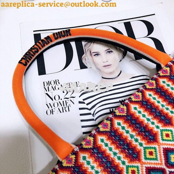 Replica Dior Book Tote bag in Multi-Coloured Embroidered canvas. 7