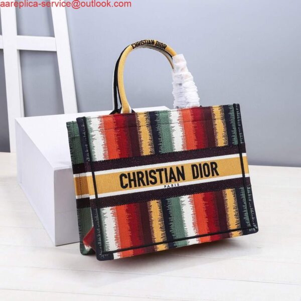 Replica Dior M1286 Dior Book Tote Red Multicolor D-Stripes Embroidery 3