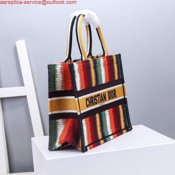 Replica Dior M1286 Dior Book Tote Red Multicolor D-Stripes Embroidery 6