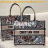 Replica Dior Book Tote bag in Multicolor Stripes Embroidery 2