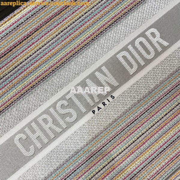 Replica Dior Book Tote bag in Multicolor Stripes Embroidery 9