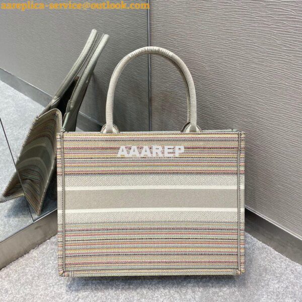 Replica Dior Book Tote bag in Multicolor Stripes Embroidery 14