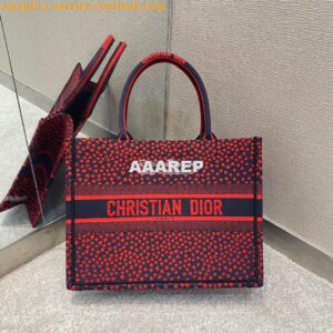 Replica Dior Book Tote bag in Navy Blue I Love Paris and Red Hearts Em