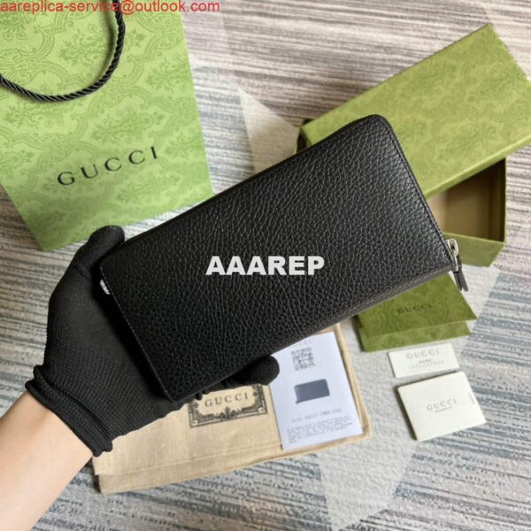 Replica Gucci 456117 GG Marmont Leather Zip Around Wallet Black 3