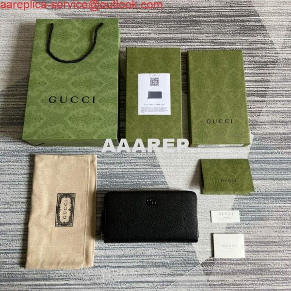 Replica Gucci 456117 GG Marmont Leather Zip Around Wallet Black 10