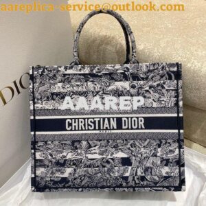 Replica Dior Book Tote bag in Navy Blue Toile de Jouy Stripes Embroide 2