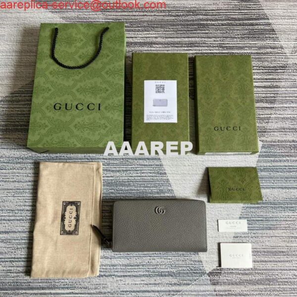 Replica Gucci 456117 GG Marmont Leather Zip Around Wallet Dark grey 10