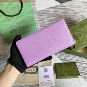 Replica Gucci 456117 GG Marmont Leather Zip Around Wallet Light purle