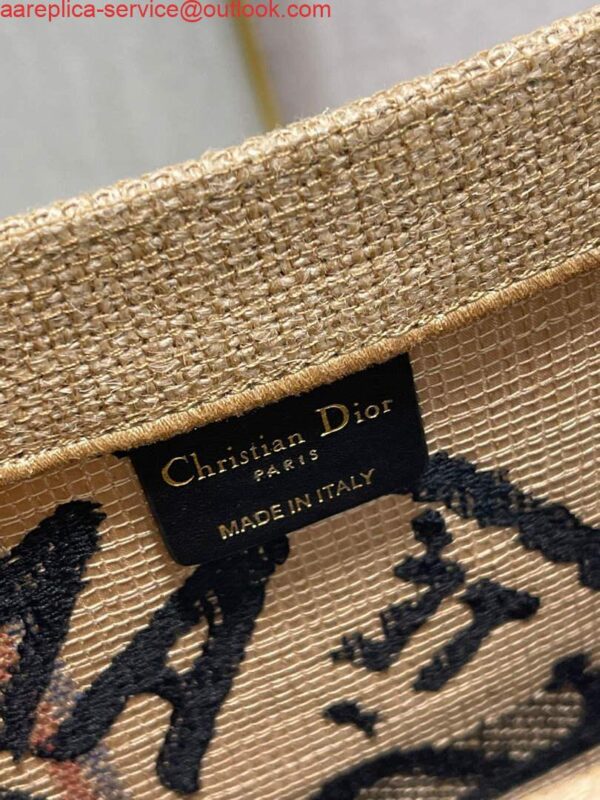 Replica Dior M1286 Large Book Tote Beige jute fabric with Union motif embroidery 10