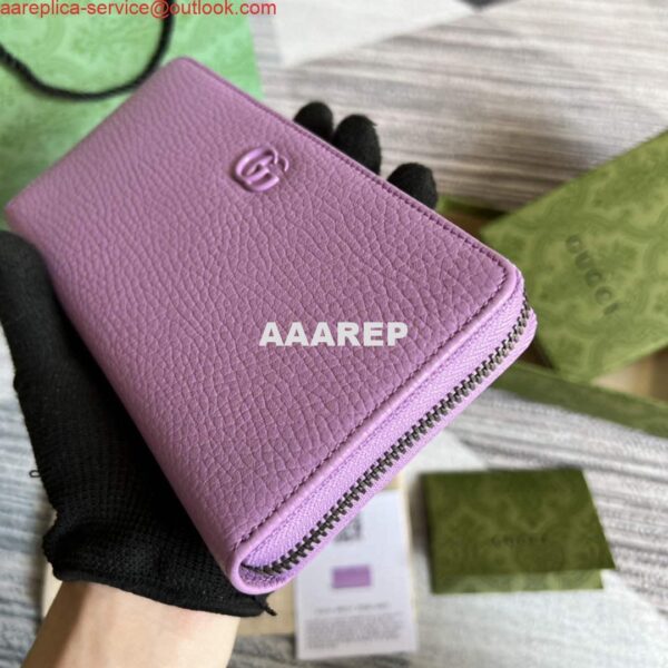 Replica Gucci 456117 GG Marmont Leather Zip Around Wallet Light purle 6