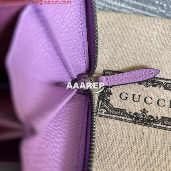 Replica Gucci 456117 GG Marmont Leather Zip Around Wallet Light purle 10