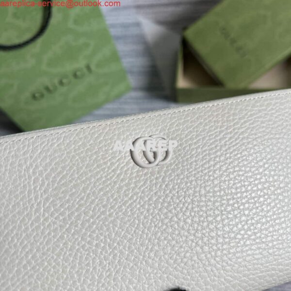 Replica Gucci 456117 GG Marmont Leather Zip Around Wallet White 7